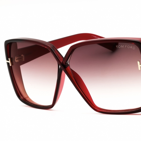 Tom Ford Yvonne Cut-Out Oversized Dark Red Frame Sunglasses 63mm NWT main image 7